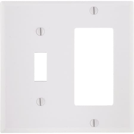 Leviton Decora 2-Gang Thermoset Single Toggle/Rocker Wall Plate, White 005-80405-00W